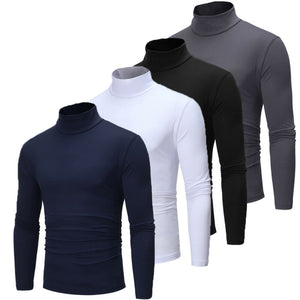 New arrival solid casual autumn Men's Winter Warm Cotton High Neck Pullover Sweater Tops Turtleneck plus size M-2XL