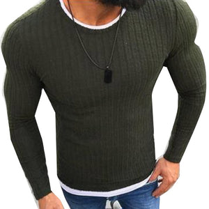 Fashion  Men Sweater Top Color Block Patchwork O Neck Long Sleeve Pullover Knitted Sweater For Men's Clothings Winter