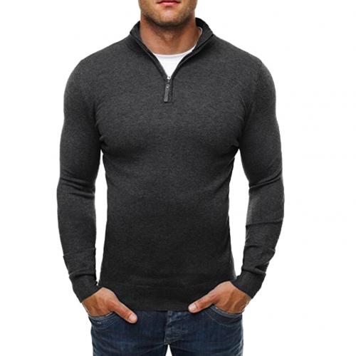 Casual Sweater Men Solid Color Stand Collar Long Sleeve Men Sweater Zipper Knit sueter hombre Black Grey Navy Blue erkek kazak