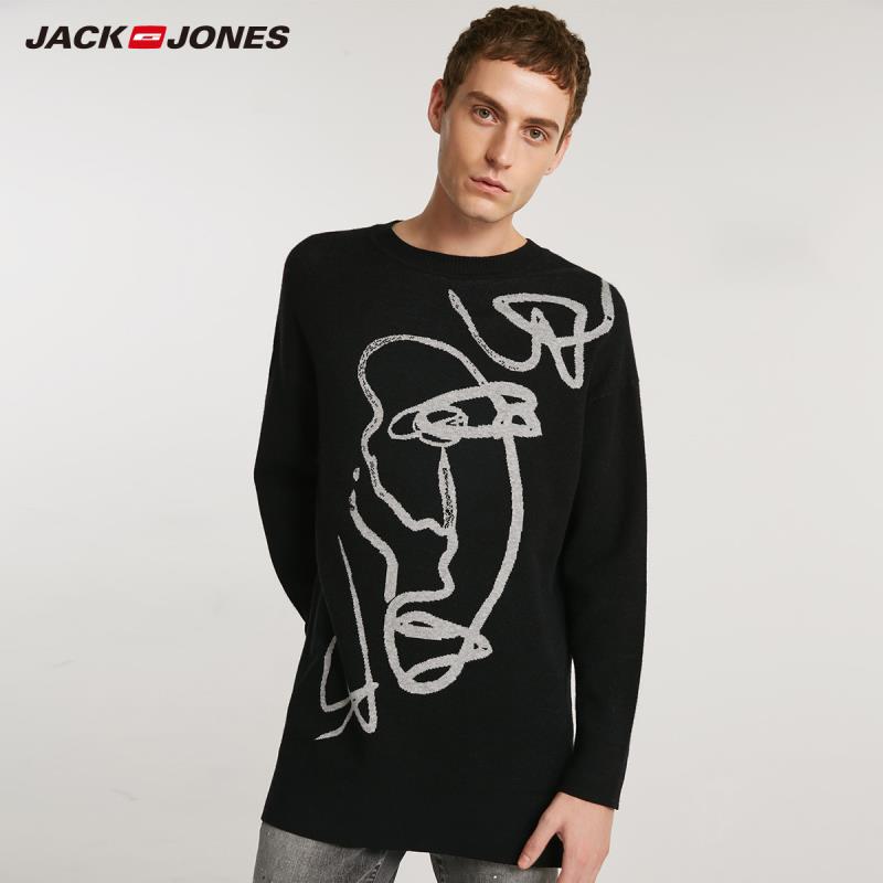 JackJones Autumn Men's Comfortable Abstract Contrast Print Casual Style sweater Top  218324515