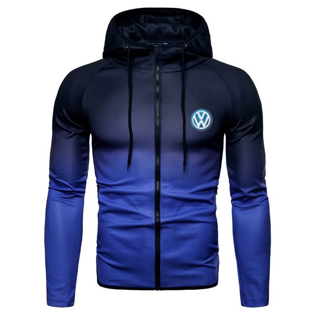 Spring Autumn Zipper Jacket Hoodies volkswagen car Print Gradient clothes Fleece Long Sleeve Hoodie Men women Sweatshirt hoody