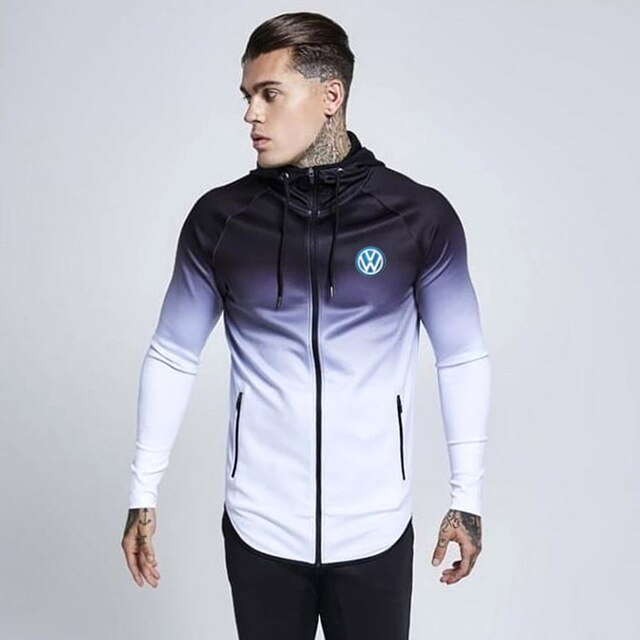 Spring Autumn Zipper Jacket Hoodies volkswagen car Print Gradient clothes Fleece Long Sleeve Hoodie Men women Sweatshirt hoody