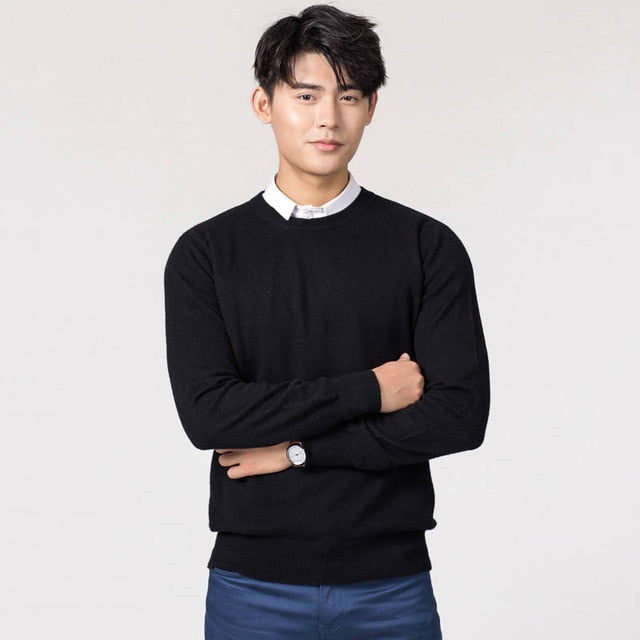 Man Pullovers Winter New Fashion Vneck Sweater Cashmere and Wool Knitted Jumpers Men Woolen Clothes Hot Sale Standard Male Tops