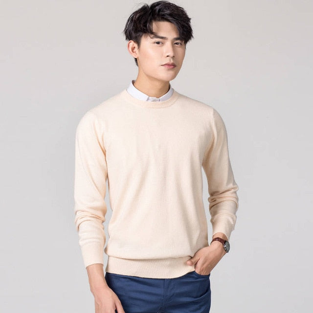 Man Pullovers Winter New Fashion Vneck Sweater Cashmere and Wool Knitted Jumpers Men Woolen Clothes Hot Sale Standard Male Tops