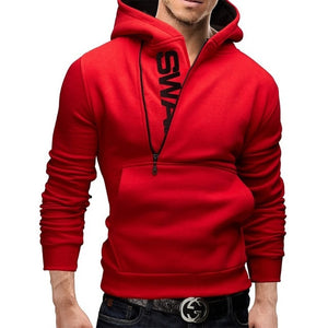 Side Zipper Hoodies Men Cotton Sweatshirt Spring Letter Print Sportswear Slim Pullover Tracksuit Hip Hop Streetwear