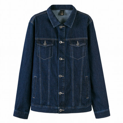 SEMIR denim Jacket men coat dark Blue Casual Teens Denim Jacket cotton Turn-down Collar Long Sleeve Denim Bomber jackets man