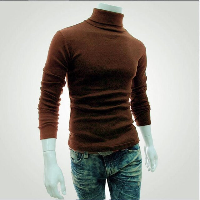 2019 New Autumn Winter Men'S Sweater Men'S Turtleneck Solid Color Casual Sweater Men's Slim Fit Brand Knitted Pullovers