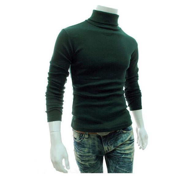 2019 New Autumn Winter Men'S Sweater Men'S Turtleneck Solid Color Casual Sweater Men's Slim Fit Brand Knitted Pullovers