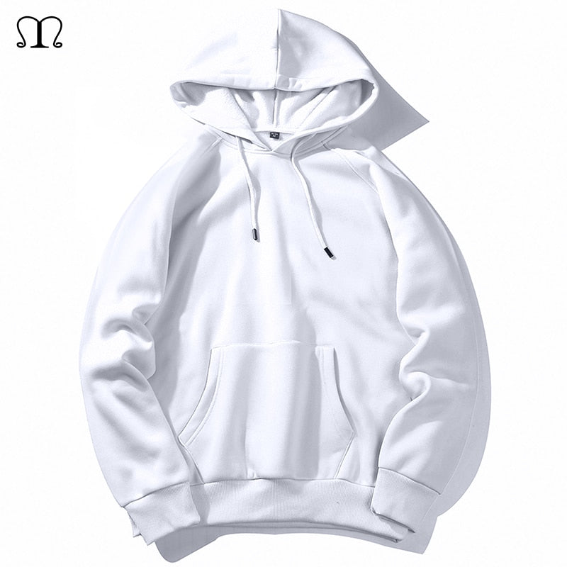 De sudaderas con capucha de lana caliente los hombres sudaderas 2020 nueva primavera otoño Blanco sólido Color ropa informal estilo hip hop Sudadera con capucha ropa de hombre de la UE tamaño XXL