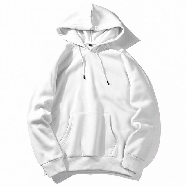 De sudaderas con capucha de lana caliente los hombres sudaderas 2020 nueva primavera otoño Blanco sólido Color ropa informal estilo hip hop Sudadera con capucha ropa de hombre de la UE tamaño XXL