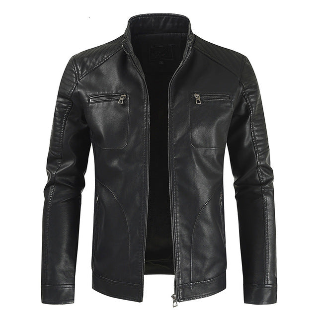 2020 Men Spring New Vintage Casual Style Fleece Leather Jackets Coat Men Outwear Fashion Motor Bike Faux Leather Jacket Men