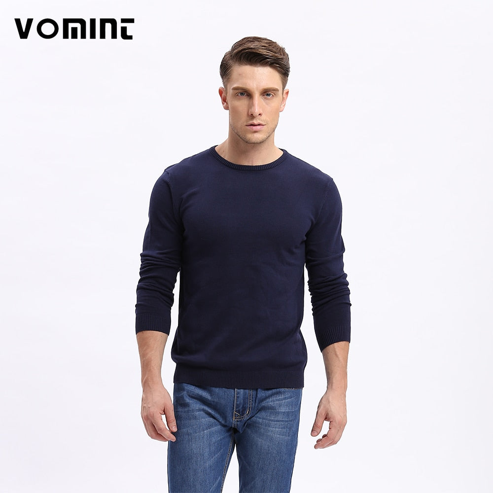 Vomint Men Solid Sweater Regular O-neck Casual Long Sleeve Knitted Male Autumn New Class Design F6PI6637